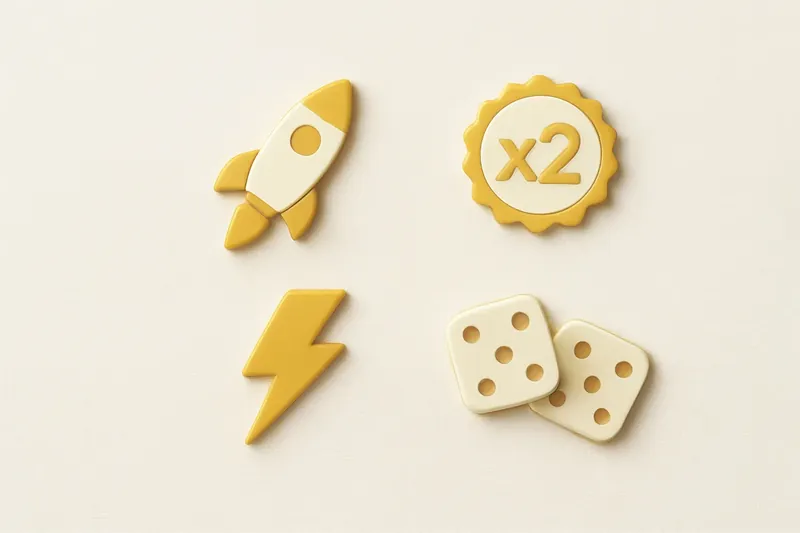 Grid of instant game symbols on cream linen background